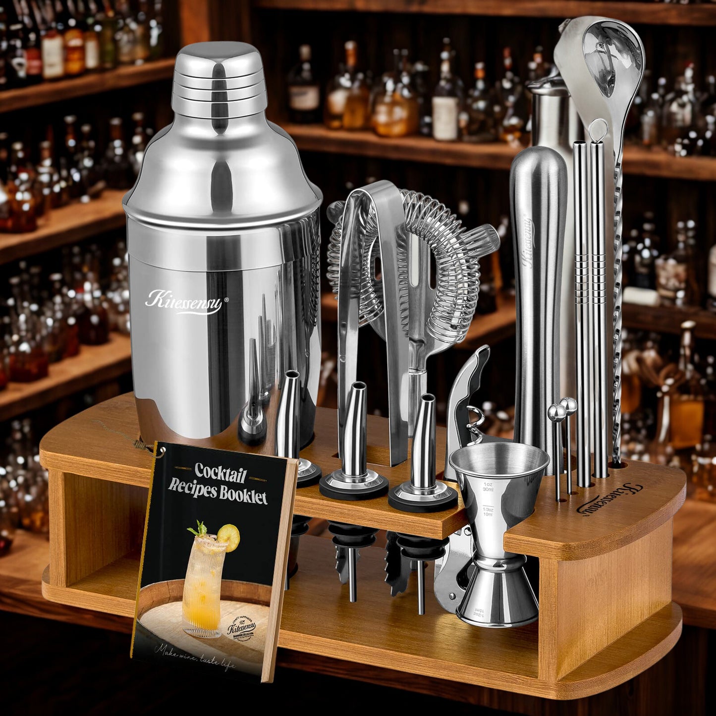 Kit de Coctelería Kitessensu de Acero Inoxidable